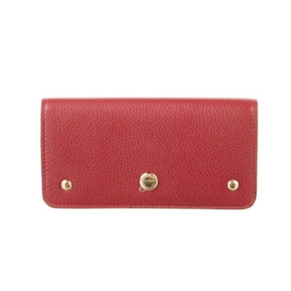 Burberry Rowe Red Leather Logo Folding Bill SNAP Clutch Continental Wall… - Picture 1 of 13